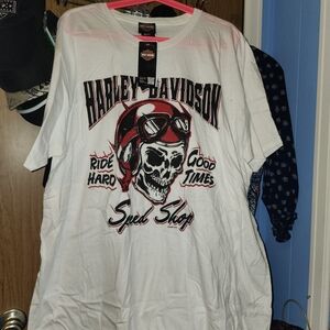 Harley-Davidson White and Red Skull Graphic Tee